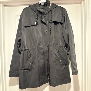 Sahirose Black Hooded Jacket with Plaid Lining